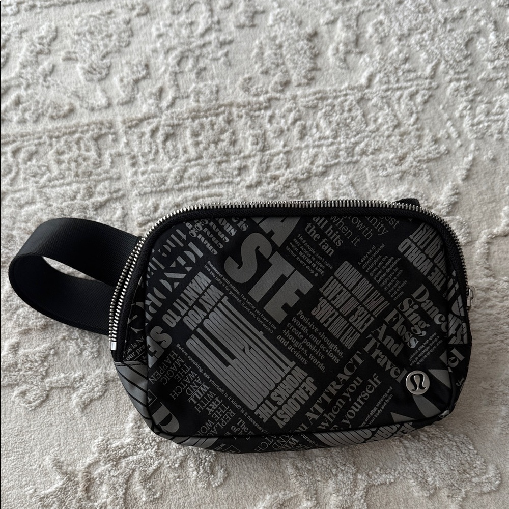 lululemon athletica Black Text Print Belt Bag